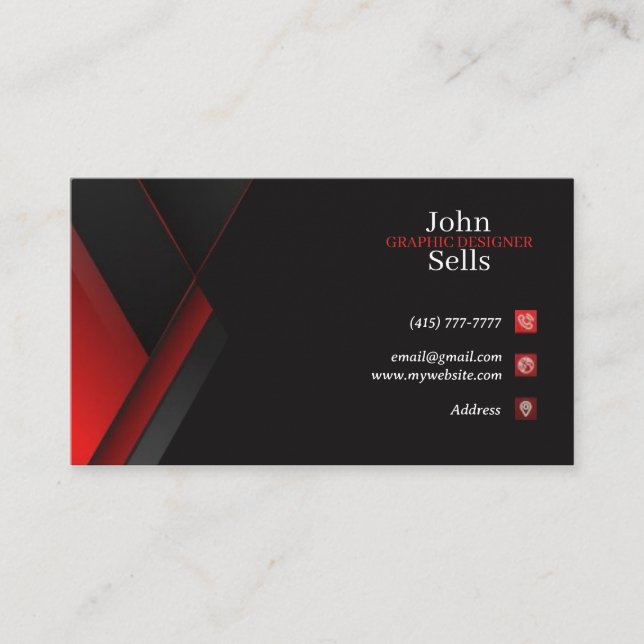 Black & Red Business Cards 41 Pack mit 100 Stück Visitenkarte (Vorderseite)