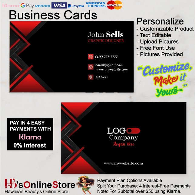 Black & Red Business Cards 43 Pack mit 100 Stück Visitenkarte (Black & Red Business Cards 43 Pack of 100.
)