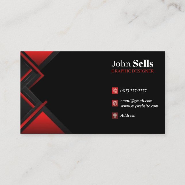 Black & Red Business Cards 43 Pack mit 100 Stück Visitenkarte (Vorderseite)