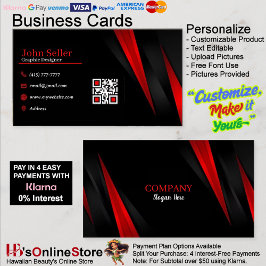 Black & Red Business Cards 44 Pack mit 100 Stück Visitenkarte