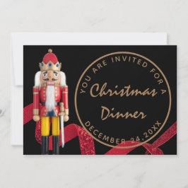 Black Red Christmas Eve Dinner Winter Nutcracker Einladung