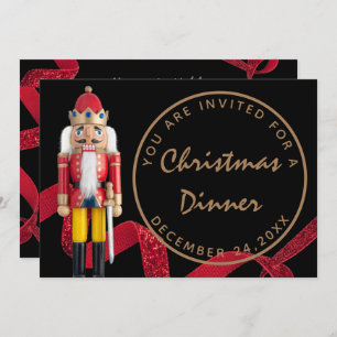 Black Red Christmas Eve Dinner Winter Nutcracker Einladung