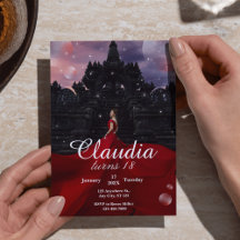 Black & Red Confetti Einladung zum 18. Geburtstag