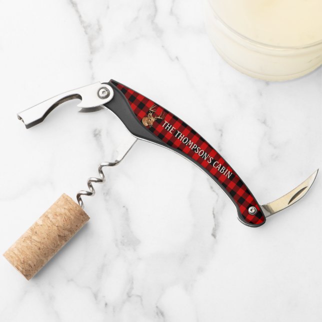 Black Red Cool Buffalo Lumberjack Kariertes Muster Kellnermesser (Vorderseite)