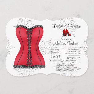 Black & Red Corset Lingerie Brautparty Einladung