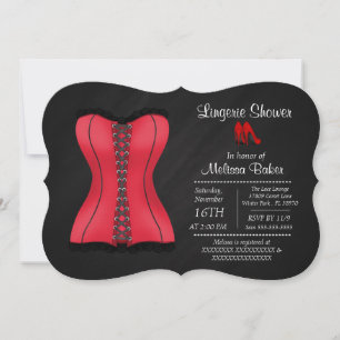 Black & Red Corset Lingerie Brautparty laden ein Einladung