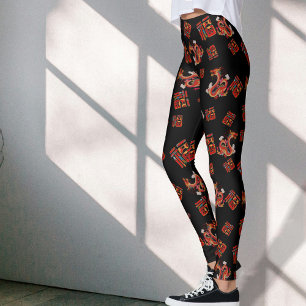 Black Red Dragon Chinesisch Neues Jahr Glückliches Leggings
