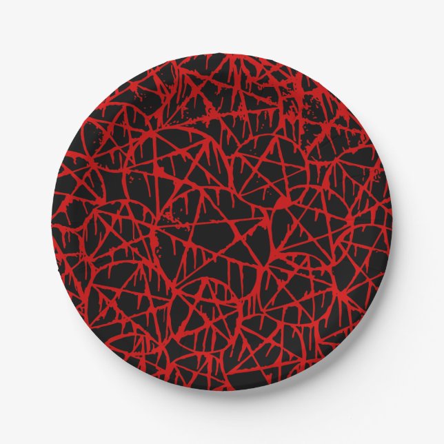 black red dripping pentagram grunge punk  pappteller (Vorderseite)