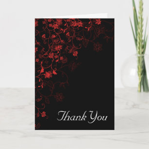 Black Red Floral Thank You Dankeskarte