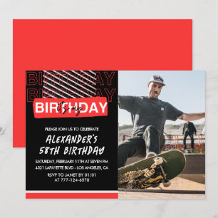 Black Red Foto 58. Geburtstag Einladungen Männer