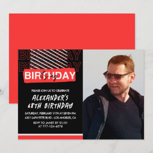 Black Red Foto 68. Geburtstag Einladungen Männer
