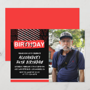 Black Red Foto 76. Geburtstag Einladungen Männer