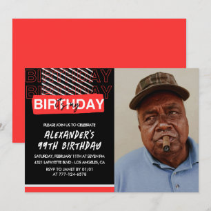 Black Red Foto 99. Geburtstag Einladungen Männer