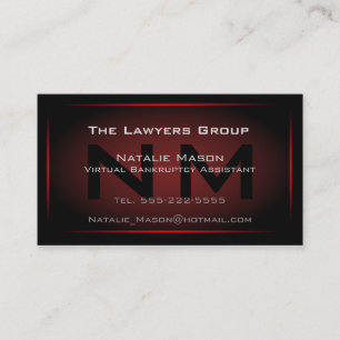 Black & Red Framed Monogram - Business Card Visitenkarte