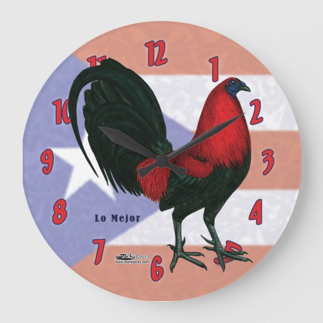 Black Red Gallo Clock Große Wanduhr (Vorderseite)