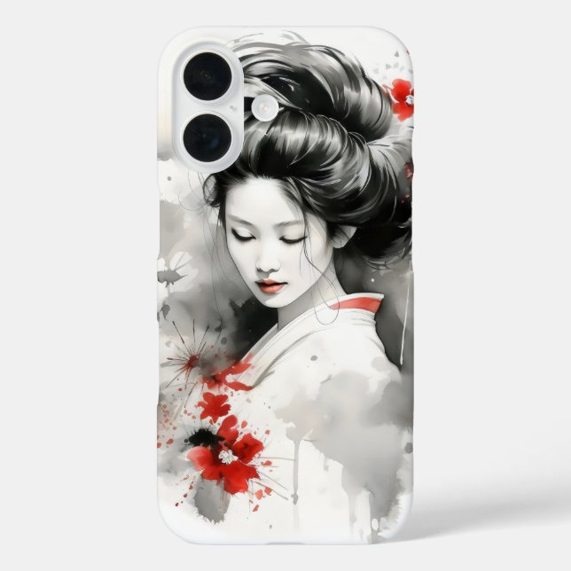Black Red Geisha Case-Mate iPhone Hülle (Rückseite)