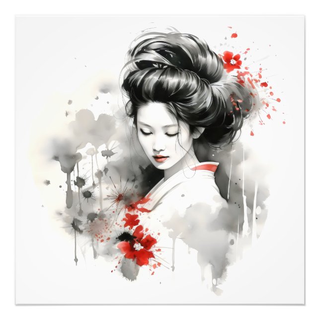 Black Red Geisha Fotodruck (Vorne)