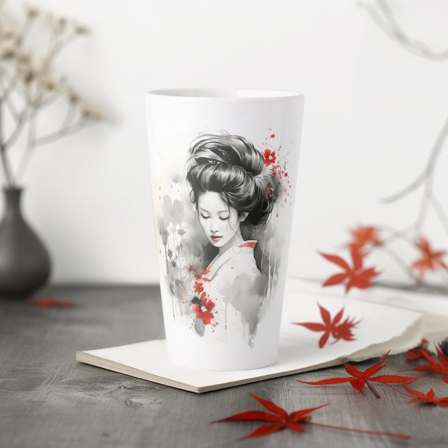 Black Red Geisha Milchtasse (Von Creator hochgeladen)