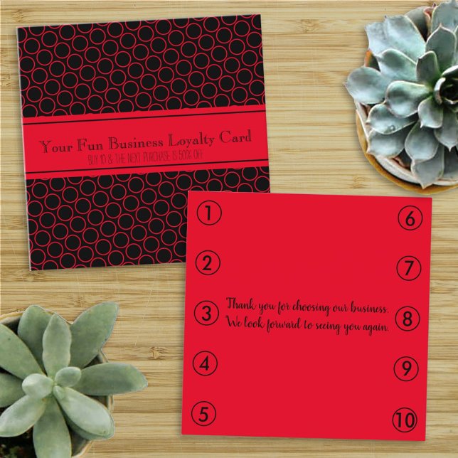 Black Red Generic Business Loyalty Punch Card Terminkarte (Von Creator hochgeladen)