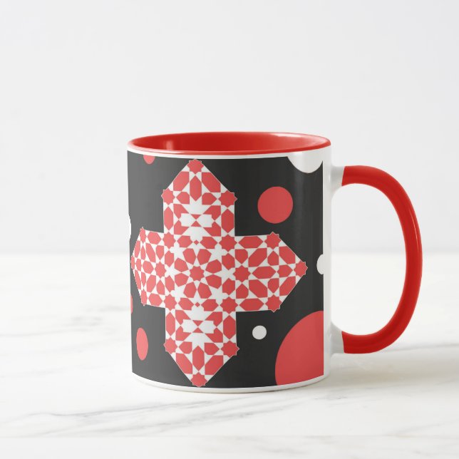 Black & Red Geometric Pattern Mug Tasse (Rechts)