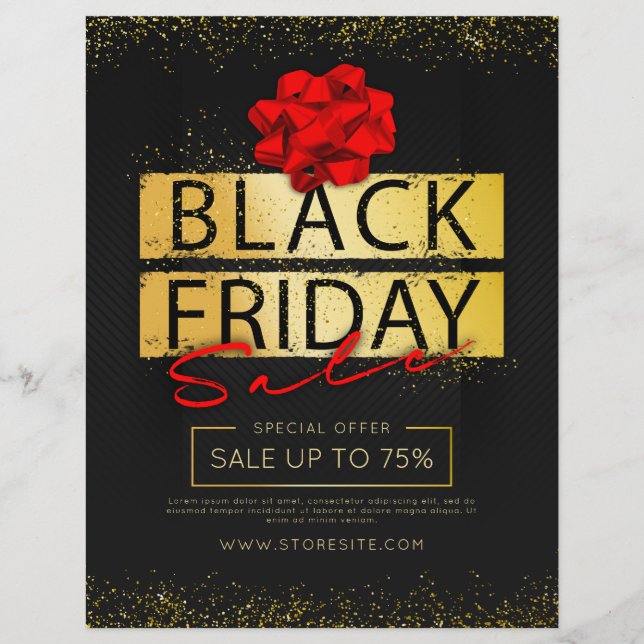 Black Red & Gold Black Friday Verkaufs-Werbung Flyer (Vorne)