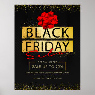 Black Red & Gold Black Friday Verkaufs-Werbung Poster