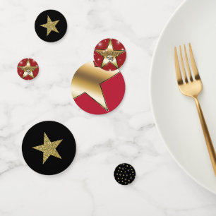 Black Red Gold Glitzer Stars Hollywood Party Konfetti