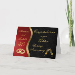 Black Red & Gold - Goldene Hochzeit zum Jubiläum Karte