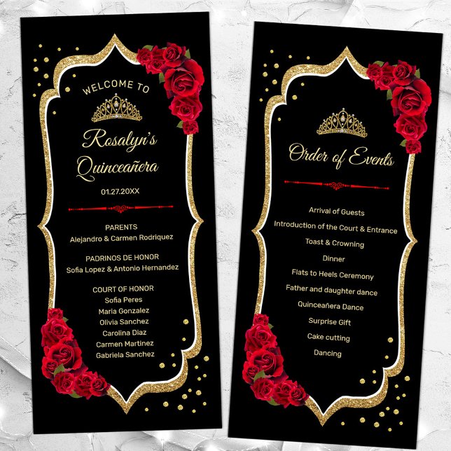 Black Red Gold Quinceanera Programm (Von Creator hochgeladen)