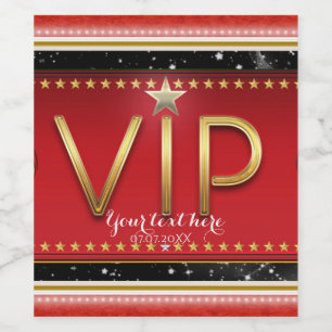 Black Red Gold & Silver Glam VIP Party Weinetikett