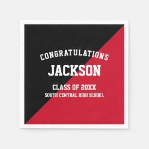 Black Red Graduation Party Napkins Serviette