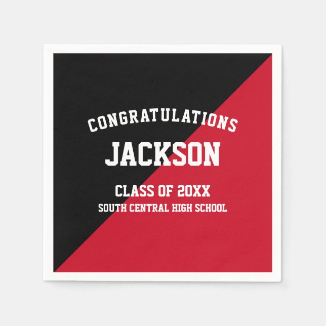 Black Red Graduation Party Napkins Serviette (Vorderseite)