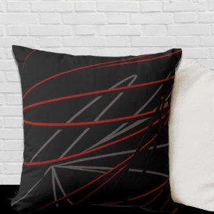Black Red Gray Moderne Elegante Abstrakt Kissen