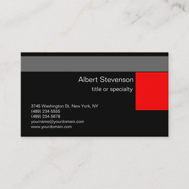 Black Red Gray White Consultant Business Card Visitenkarte (Vorderseite)