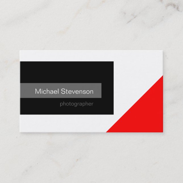 Black Red Gray White Fotografy Business Card Visitenkarte (Vorderseite)