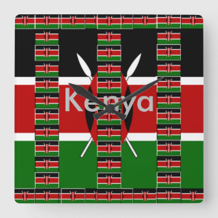 Black Red Green Art Pattern Design Quadratische Wanduhr