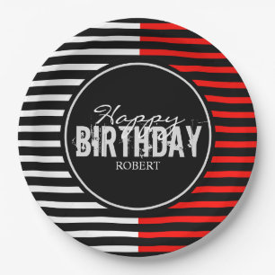 Black & Red Happy Birthday Paper Teller