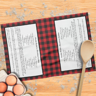 Black Red Holiday Gingham Kariert Family Rezept Geschirrtuch