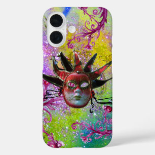 BLACK RED JESTER MASK Masquerade Lila Green iPhone 16 Hülle