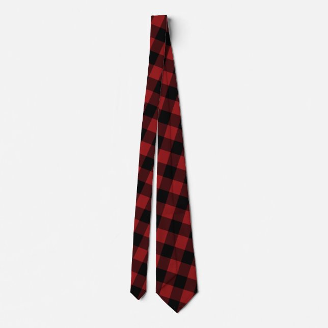 Black Red Kariert Karo Neck Tie - Buffalo Krawatte (Rückseite)