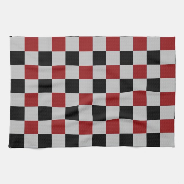 Black Red Karo Sport Flag Design Küchentücher (Horizontal)