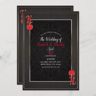 Black & Red King of Hearts Card Elegante Hochzeit Einladung