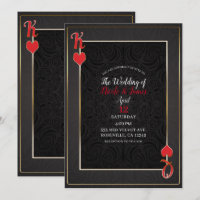 Black Red King & Queen of Hearts Elegante Hochzeit