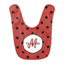 Black Red Ladybug Polka Dots Name und Monogramm