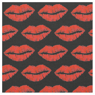 Black Red Lips Lipstick Kiss Print Valentine Liebe Stoff