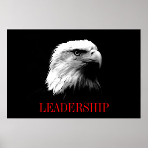 Black Red Motivierend Leadership Eagle Poster