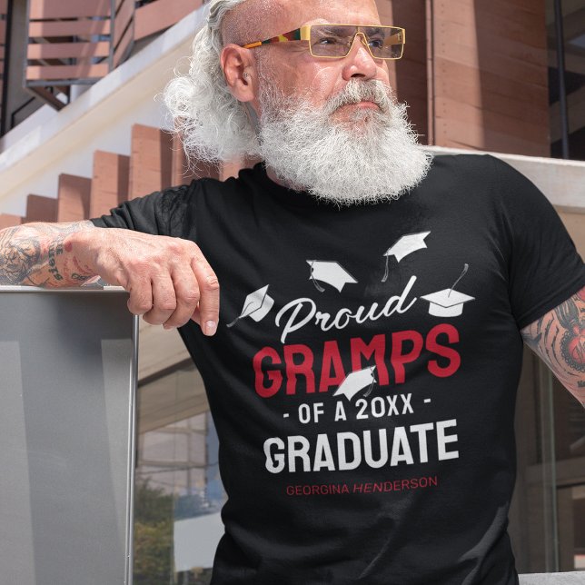 Black Red Proud Gramps 2025 Graduate T-Shirt (Von Creator hochgeladen)