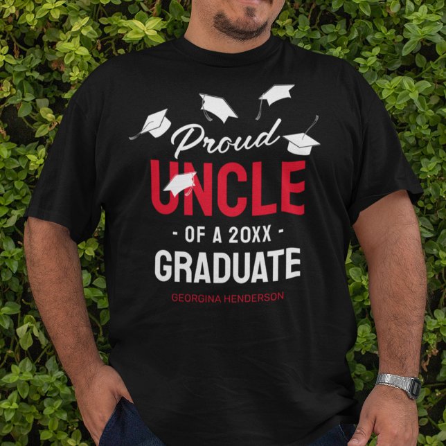 Black Red Proud Onkel 2025 Graduate T-Shirt (Von Creator hochgeladen)