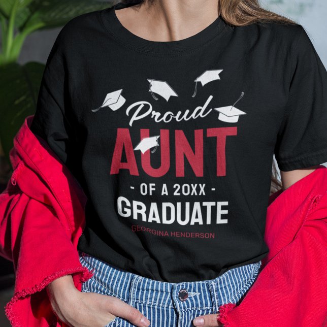 Black Red Proud Tante 2025 Graduate T-Shirt (Von Creator hochgeladen)