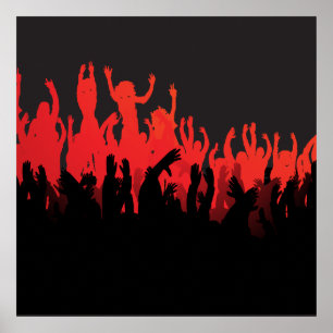 Black Red Rave Dance Music Poster